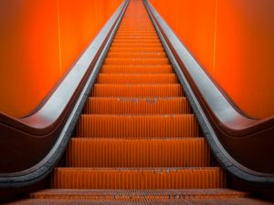 Preview wallpaper escalator, stairs, orange