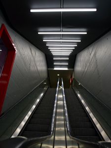 Preview wallpaper escalator, stairs, rise, bottom view