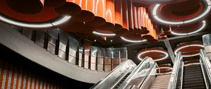 Preview wallpaper escalator, stairs, room, circles