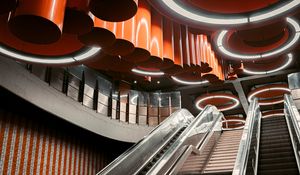 Preview wallpaper escalator, stairs, room, circles
