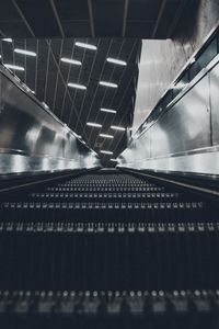 Preview wallpaper escalator, stairs, steps, distance, glow