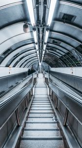 Preview wallpaper escalator, tunnel, metro, gray