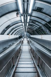 Preview wallpaper escalator, tunnel, metro, gray