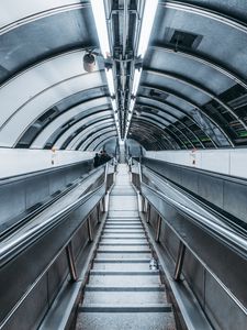 Preview wallpaper escalator, tunnel, metro, gray