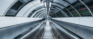 Preview wallpaper escalator, tunnel, metro, gray