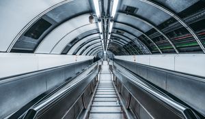 Preview wallpaper escalator, tunnel, metro, gray