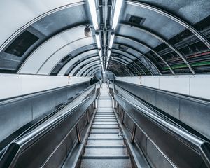 Preview wallpaper escalator, tunnel, metro, gray