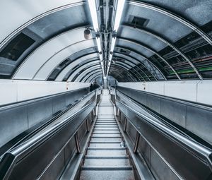 Preview wallpaper escalator, tunnel, metro, gray