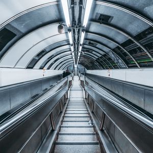 Preview wallpaper escalator, tunnel, metro, gray