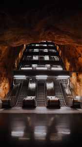 Preview wallpaper escalator, tunnel, metro, dark