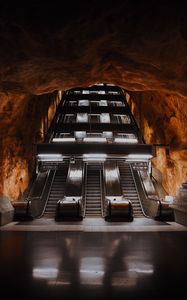 Preview wallpaper escalator, tunnel, metro, dark