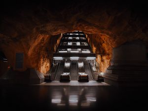 Preview wallpaper escalator, tunnel, metro, dark