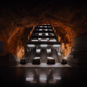 Preview wallpaper escalator, tunnel, metro, dark