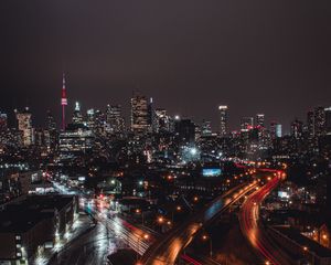 Preview wallpaper evening city, road, tower