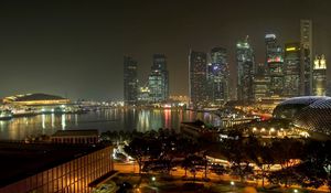 Preview wallpaper evening, lights, road, street, singapore