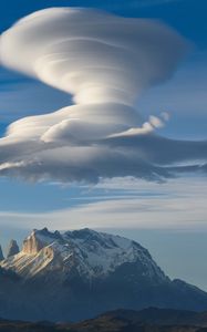 Preview wallpaper эвершинаmountain, peak, snow, clouds, sky, landscape