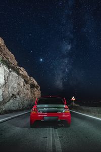 Preview wallpaper evolution gtr, car, spoiler, rear view, stars