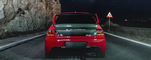 Preview wallpaper evolution gtr, car, spoiler, rear view, stars