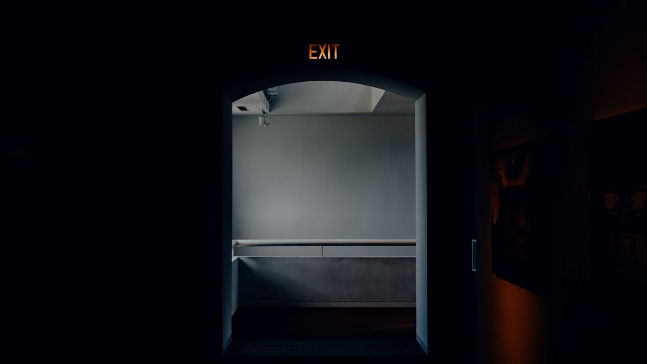 Wallpaper exit, corridor, dark, room, lighting