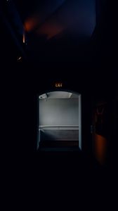 Preview wallpaper exit, corridor, dark, room, lighting
