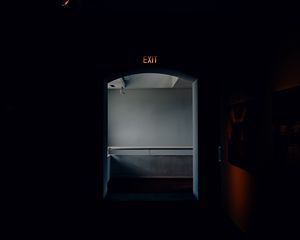 Preview wallpaper exit, corridor, dark, room, lighting