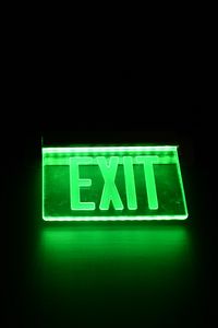 Preview wallpaper exit, neon, glow, darkness, green, words