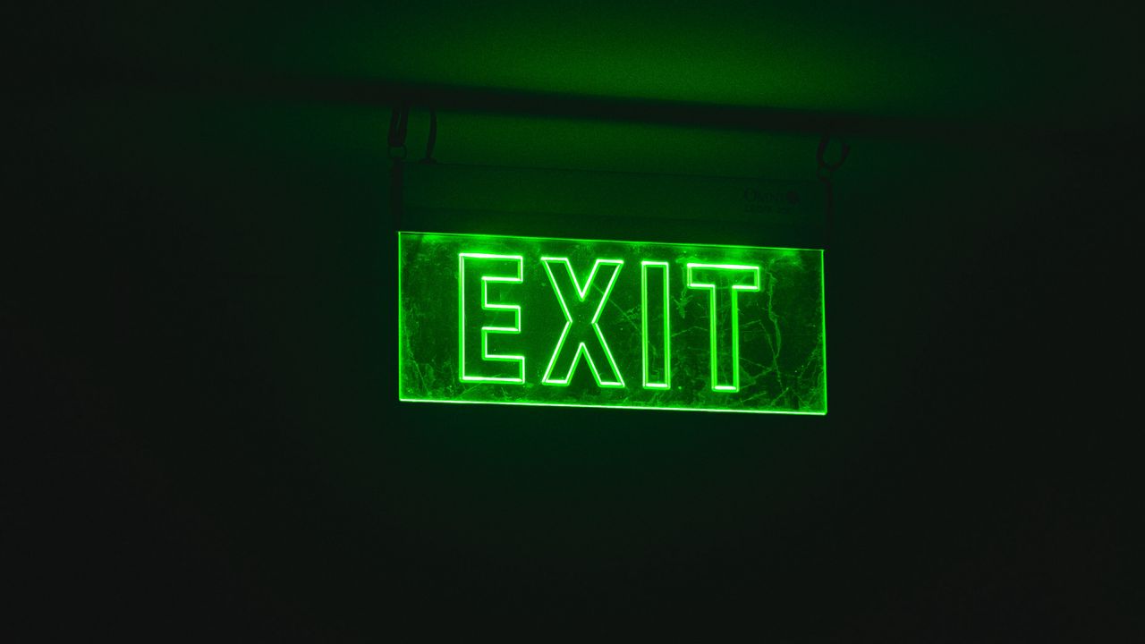 Wallpaper exit, neon, word
