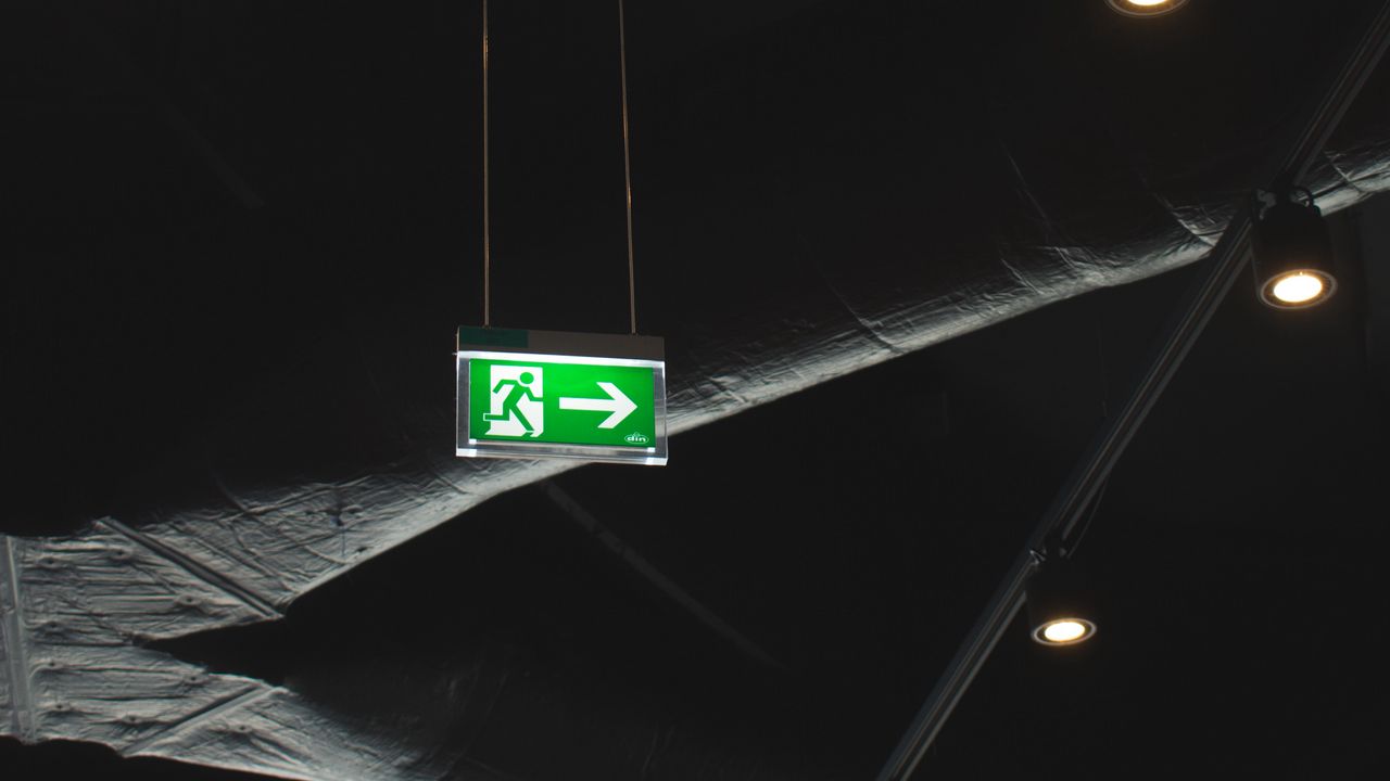 Wallpaper exit, plate, pointer, arrow, minimalism