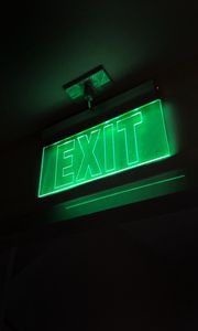 Preview wallpaper exit, sign, text, neon, green
