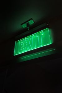 Preview wallpaper exit, sign, text, neon, green