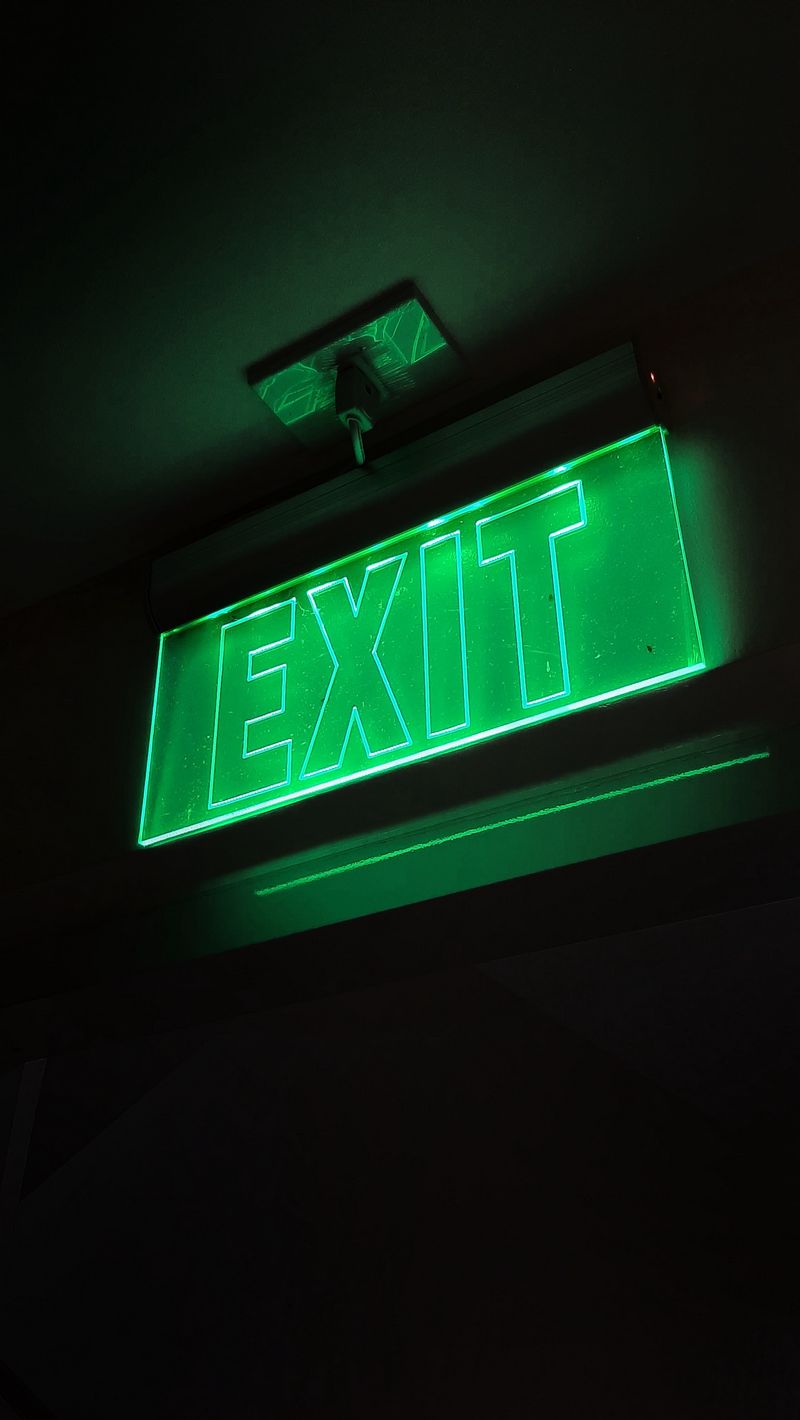 Download wallpaper 800x1420 exit, sign, text, neon, green iphone se/5s/5c/5  for parallax hd background