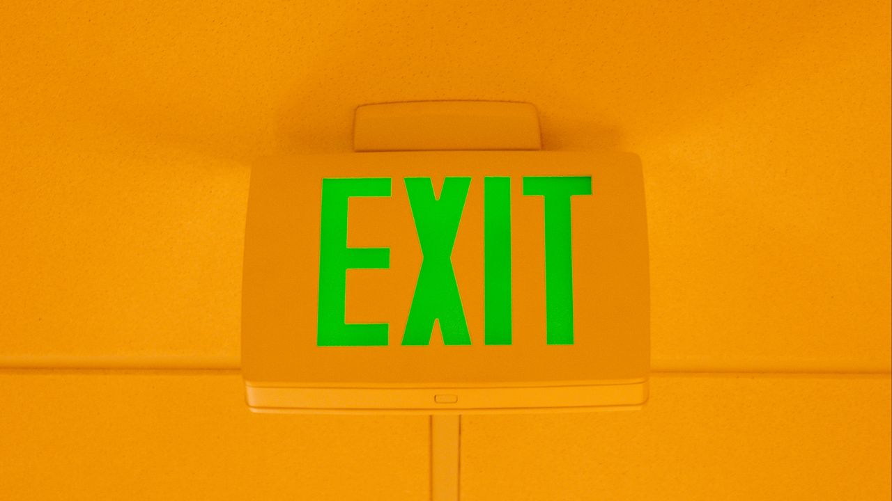 Wallpaper exit, word, inscription, orange