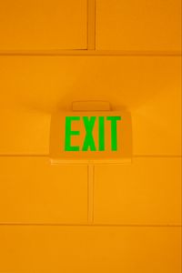 Preview wallpaper exit, word, inscription, orange