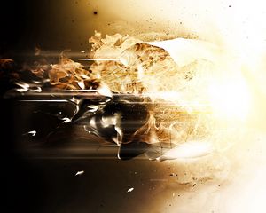 Preview wallpaper explosion, debris, flying, form, figure