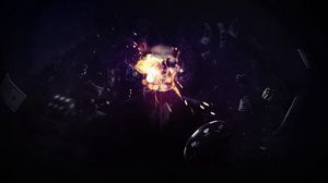 Preview wallpaper explosion, figures, flying, fire, dark