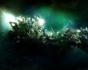 Preview wallpaper explosion, green, background, flight