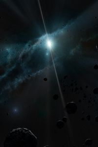 Preview wallpaper explosion, light, fragments, stones, asteroids