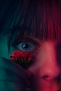 Preview wallpaper eye, flower, girl, closeup, face