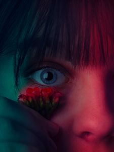 Preview wallpaper eye, flower, girl, closeup, face