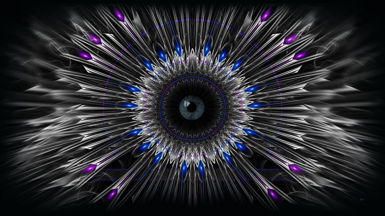 Wallpaper eye, fractal, lines, blue, purple, abstraction
