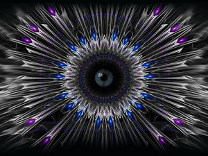 Preview wallpaper eye, fractal, lines, blue, purple, abstraction