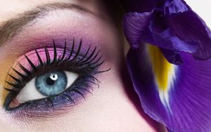 Preview wallpaper eye, lashes, girl, flower, pupil