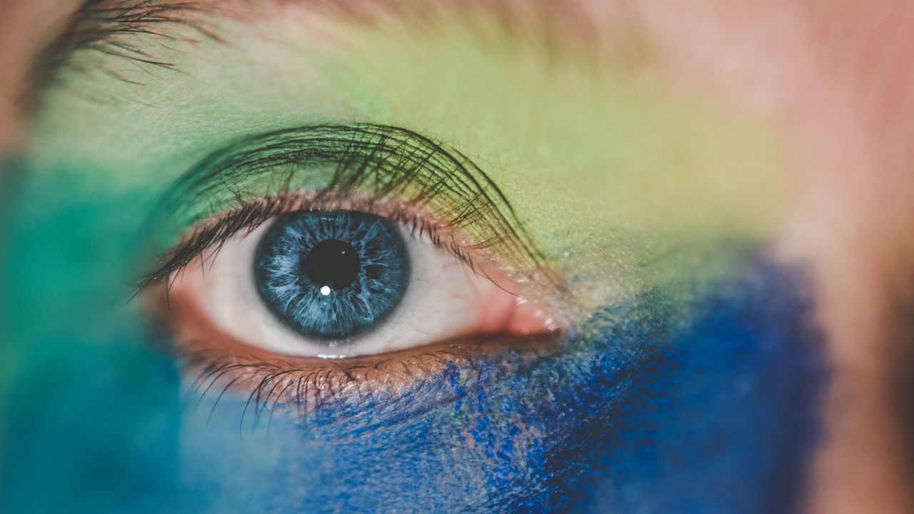 Wallpaper eye, paint, blue, eyelashes