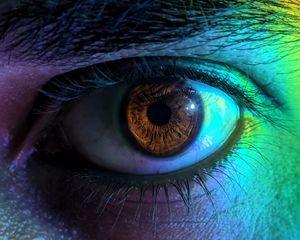 Preview wallpaper eye, pupil, eyelashes, macro, multicolored