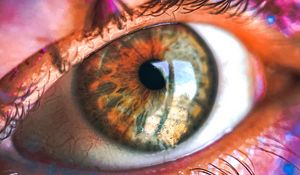 Preview wallpaper eye, pupil, eyelashes, macro, paint, multicolored