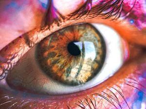 Preview wallpaper eye, pupil, eyelashes, macro, paint, multicolored