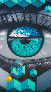 Preview wallpaper eye, pupil, shapes, graffiti, street art