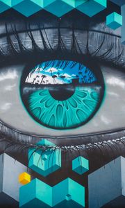 Preview wallpaper eye, pupil, shapes, graffiti, street art