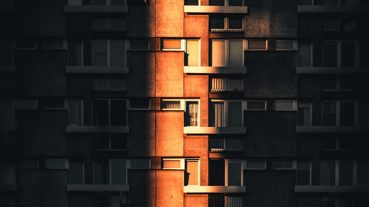 Wallpaper facade, architecture, building, apartments, light