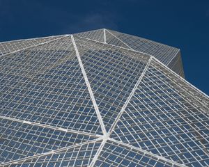 Preview wallpaper facade, bottom view, architecture, building, blue